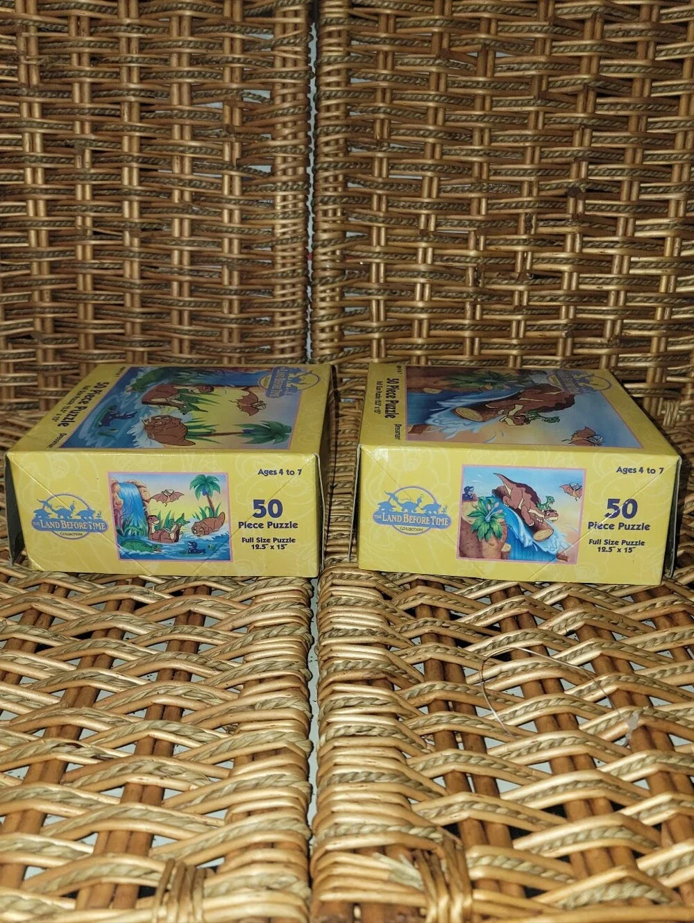 2 Vtg The Land Before Time 50 Piece Puzzle Complete Pressman Box Tops Unglued